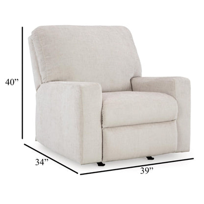 Poltrona reclinabile Avie Rocker, movimento delicato, poliestere bianco avorio
