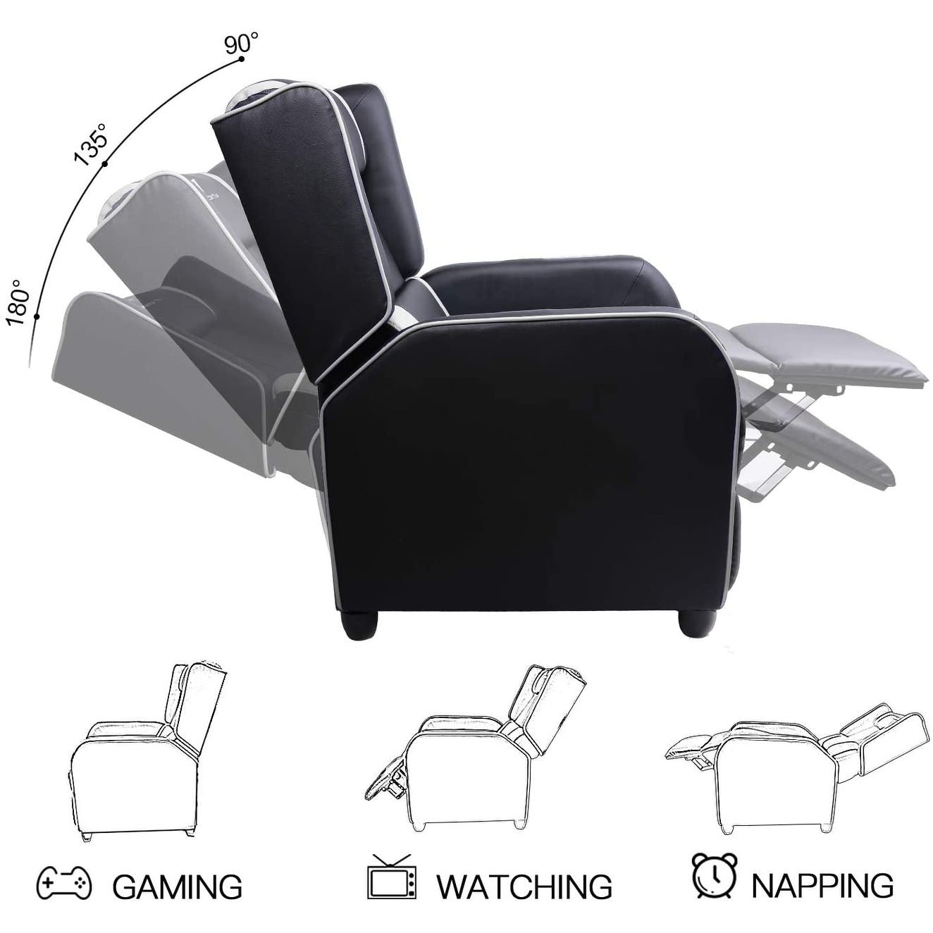 Poltrona reclinabile da gioco BOSSIN, stile racing, con schienale alto, poltrone reclinabili per soggiorno, posti a sedere per teatro