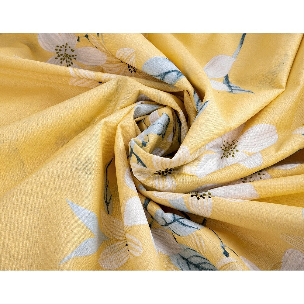 Set copripiumino in cotone giallo e grigio Bahar Cherry Blossom