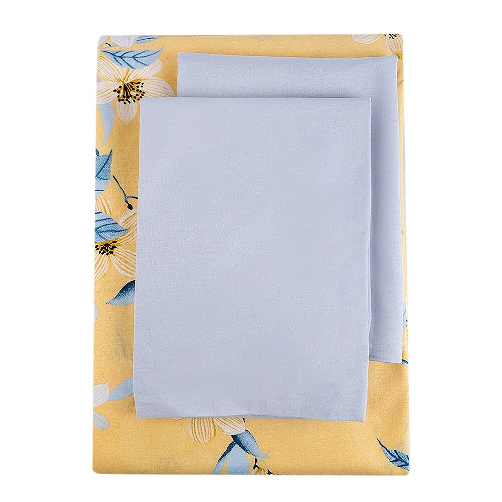 Set copripiumino in cotone giallo e grigio Bahar Cherry Blossom