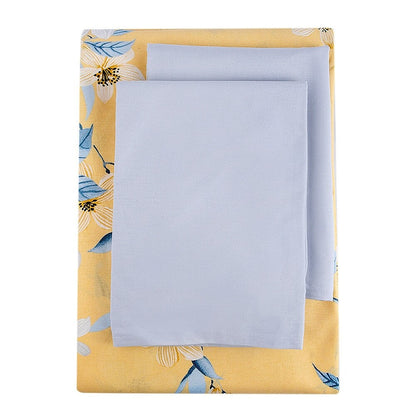 Set copripiumino in cotone giallo e grigio Bahar Cherry Blossom