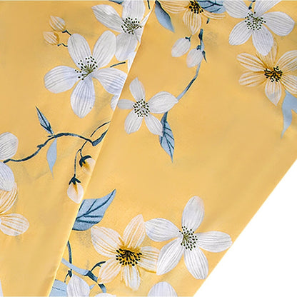 Set copripiumino in cotone giallo e grigio Bahar Cherry Blossom