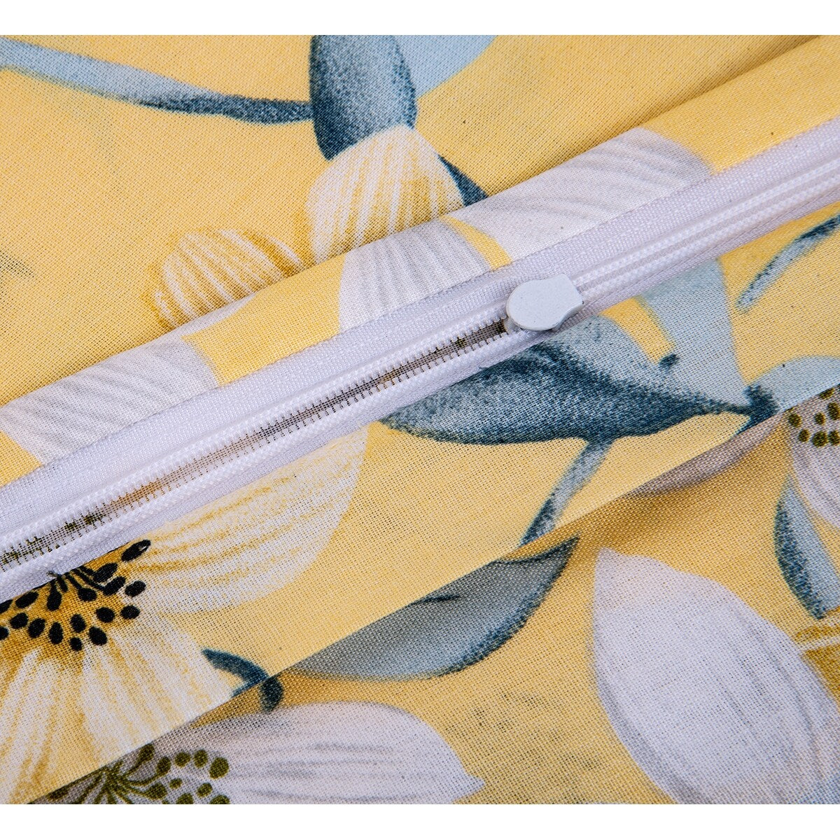Set copripiumino in cotone giallo e grigio Bahar Cherry Blossom