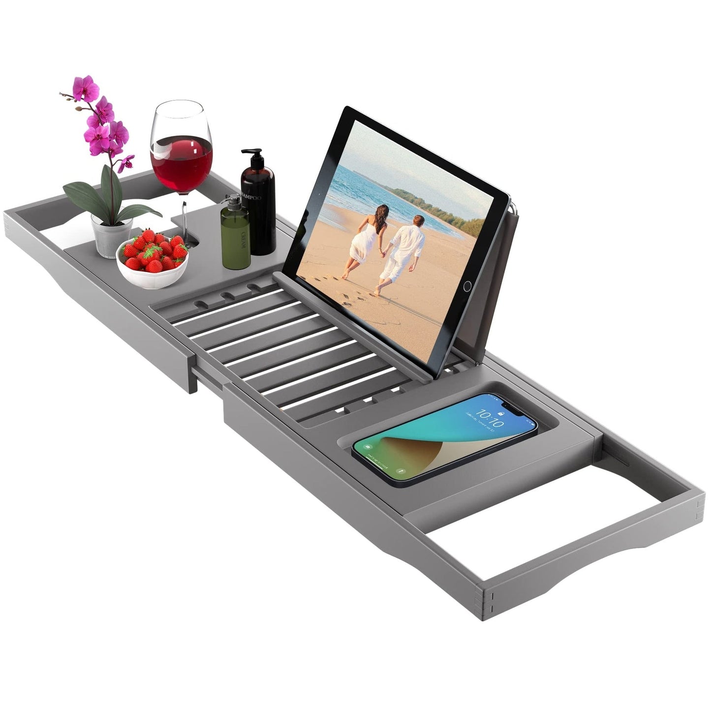 Vassoio per vasca da bagno - Vassoio regolabile in bambù per vasca da bagno - Vassoio pieghevole per vasca da bagno in legno - Accessori per il bagno