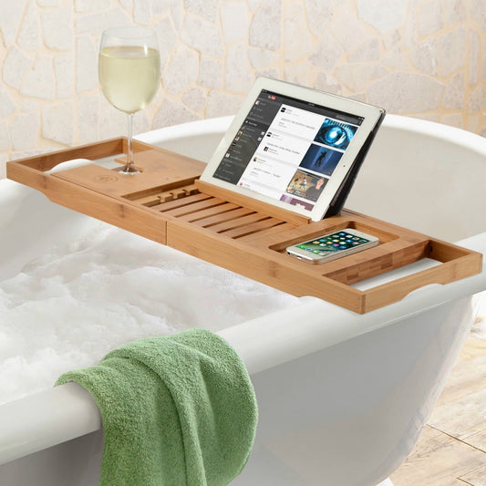 Vassoio per vasca da bagno - Vassoio regolabile in bambù per vasca da bagno - Vassoio pieghevole per vasca da bagno in legno - Accessori per il bagno