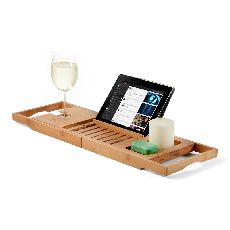 Vassoio per vasca da bagno - Vassoio regolabile in bambù per vasca da bagno - Vassoio pieghevole per vasca da bagno in legno - Accessori per il bagno
