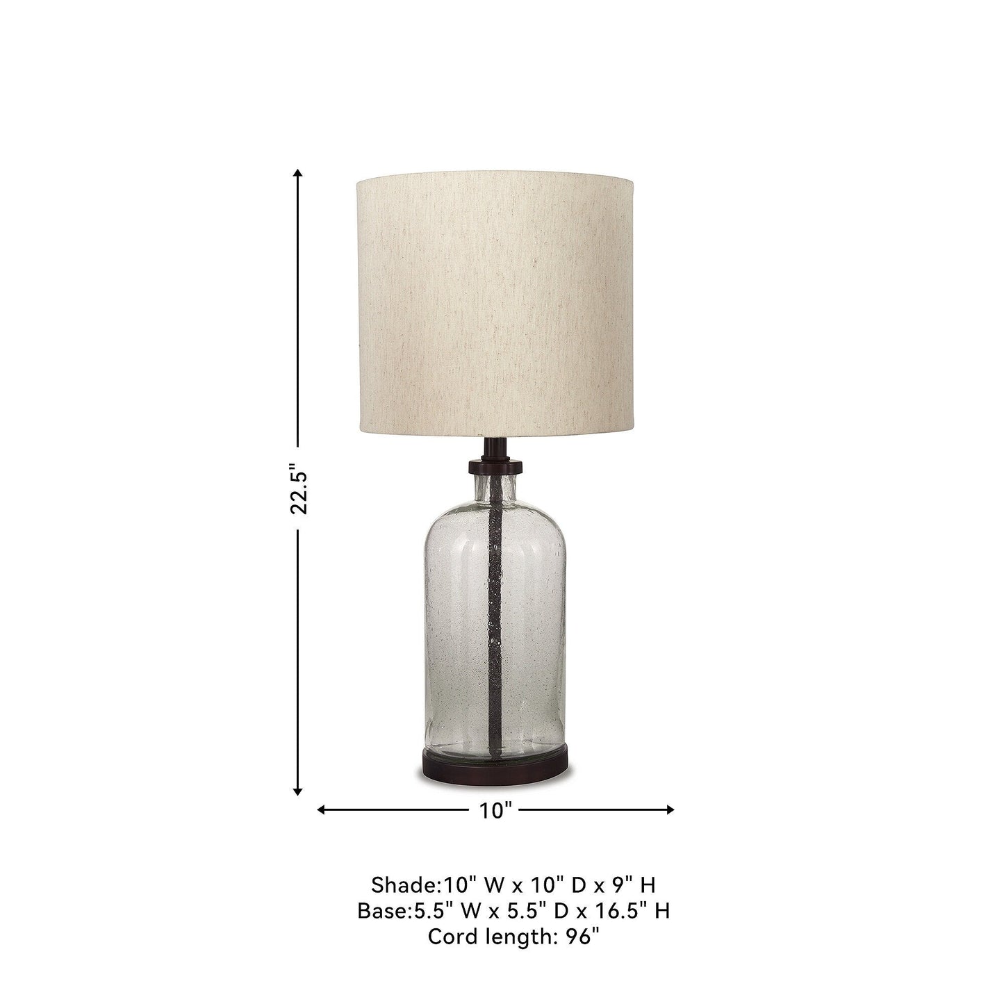Lampada da tavolo in vetro Bandile Modern Farmhouse - 10W x 10D x 22H