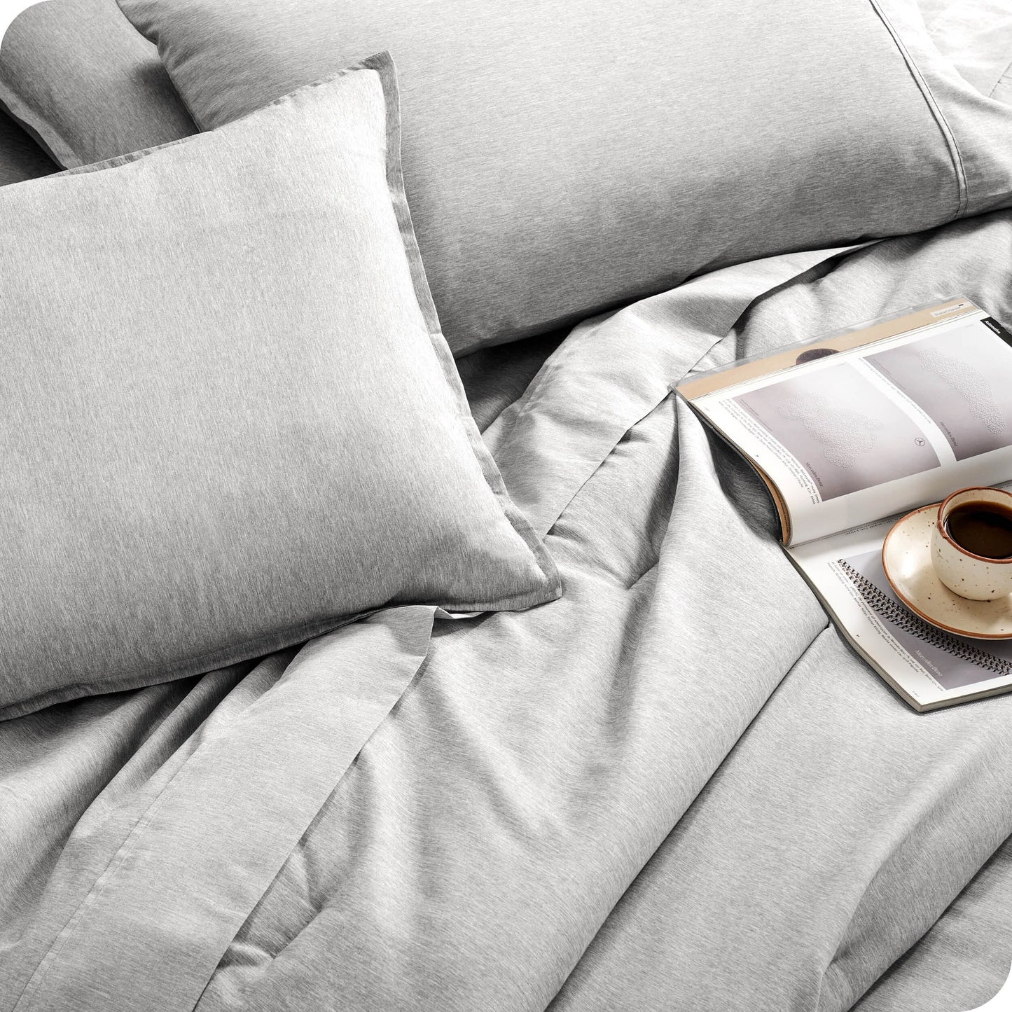 Bare Home Heathered Bed-in-a-Bag - Set copripiumino e set lenzuola