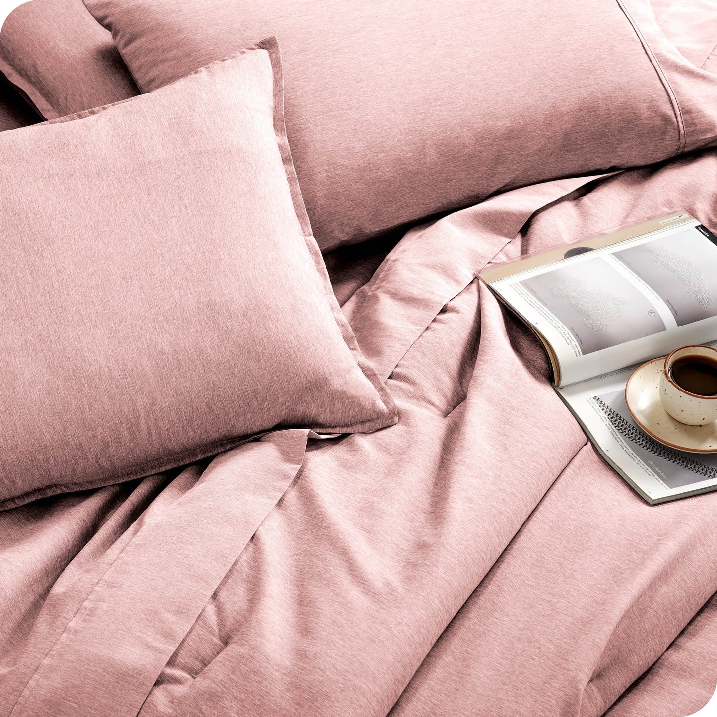 Bare Home Heathered Bed-in-a-Bag - Set copripiumino e set lenzuola