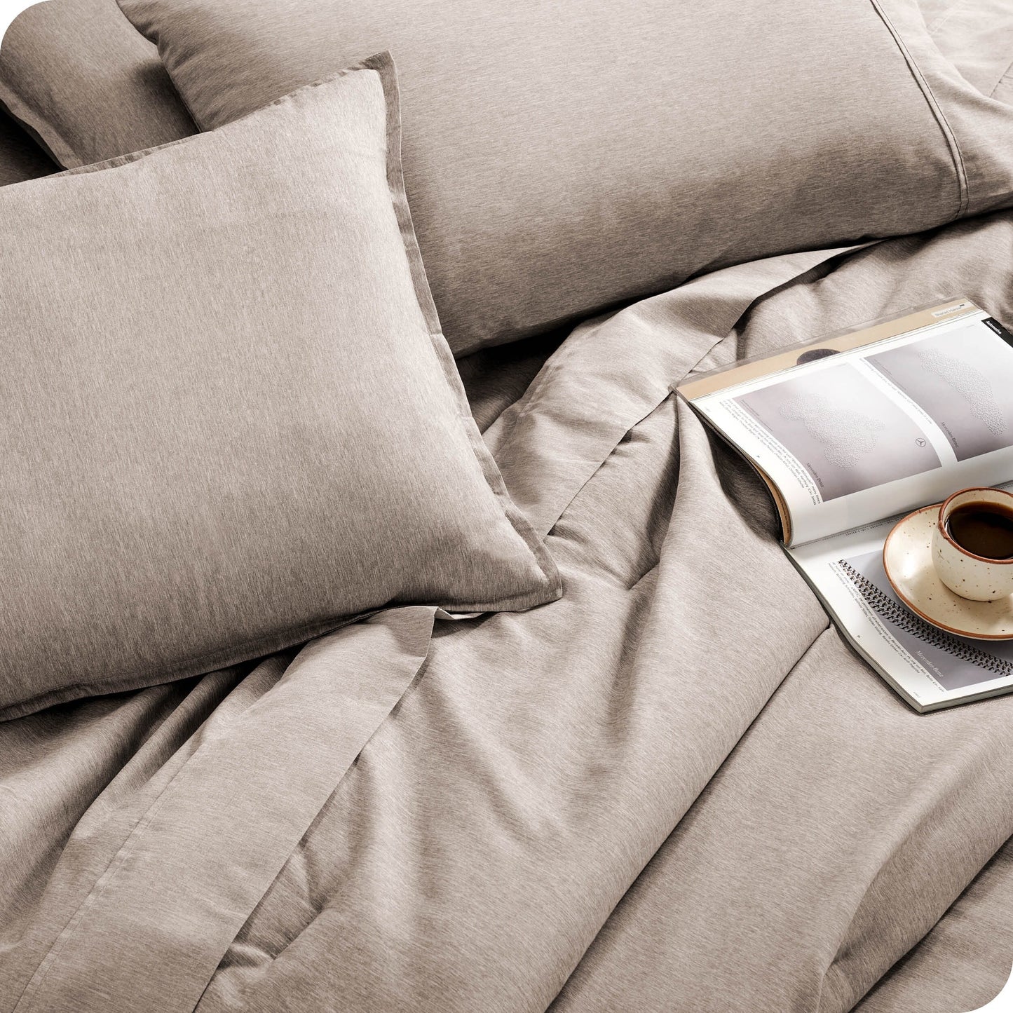 Bare Home Heathered Bed-in-a-Bag - Set copripiumino e set lenzuola
