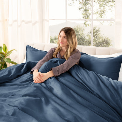 Set copripiumino in cotone biologico Bare Home - Tessuto liscio in raso