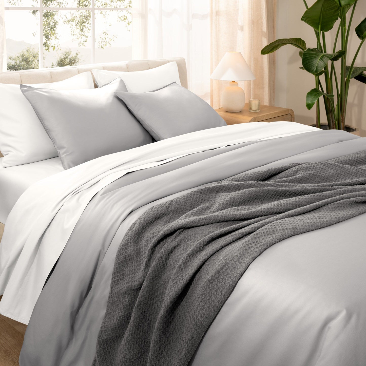 Set copripiumino in cotone biologico Bare Home - Tessuto liscio in raso