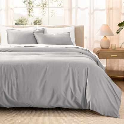 Set copripiumino in cotone biologico Bare Home - Tessuto liscio in raso