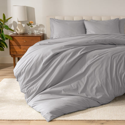 Set copripiumino in percalle di cotone biologico Bare Home