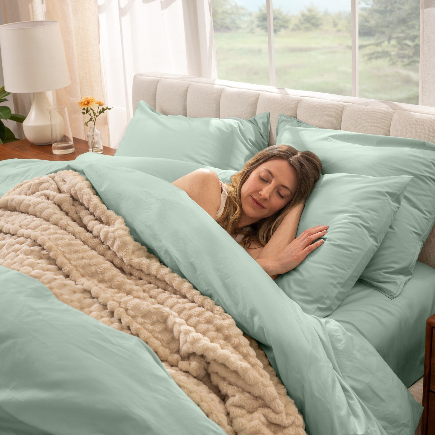 Set copripiumino in percalle di cotone biologico Bare Home
