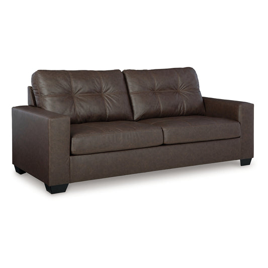 Divano Barl, stile moderno, 85 pollici, morbido, trapuntato, in similpelle marrone scuro