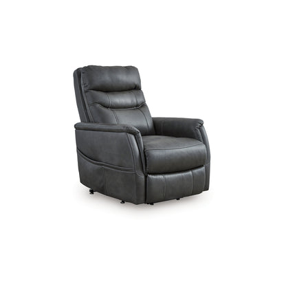 Poltrona reclinabile elettrica Barrett, similpelle grigio scuro, schienale con cuscino