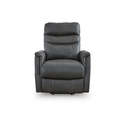 Poltrona reclinabile elettrica Barrett, similpelle grigio scuro, schienale con cuscino