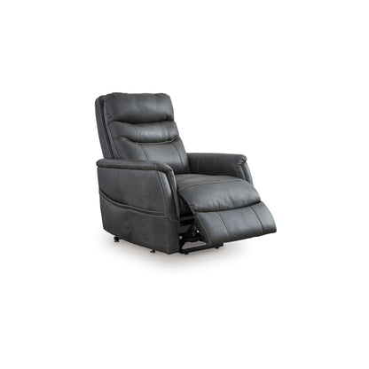 Poltrona reclinabile elettrica Barrett, similpelle grigio scuro, schienale con cuscino