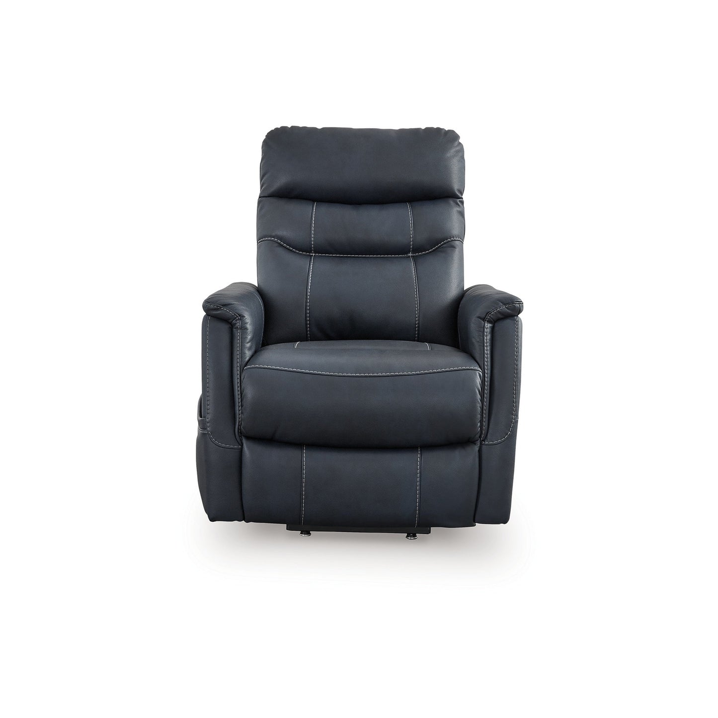 Poltrona reclinabile elettrica Barrett, similpelle blu navy, schienale con cuscino