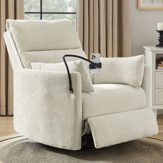 Poltrona reclinabile girevole a dondolo Barry Modern 38 con porte USB di HULALA HOME