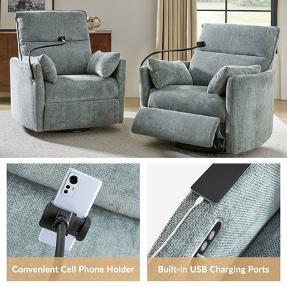 Poltrona reclinabile girevole a dondolo Barry Modern 38 con porte USB di HULALA HOME