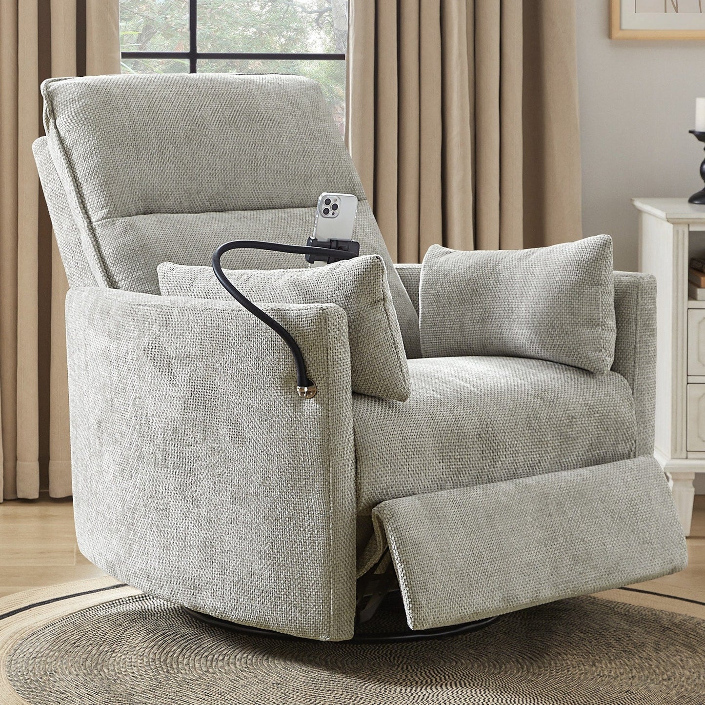 Poltrona reclinabile girevole a dondolo Barry Modern 38 con porte USB di HULALA HOME