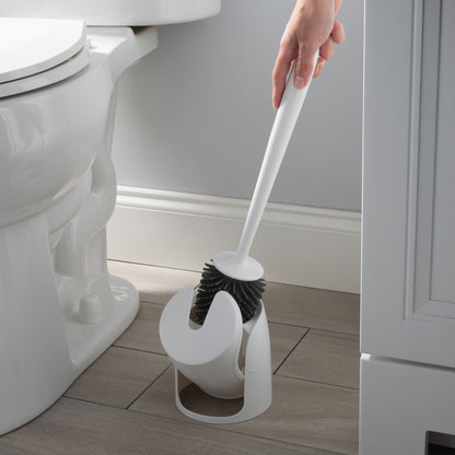 Scopino per WC Bath Bliss con coperchio a chiusura automatica e setole in gomma morbida - 5x5x 17