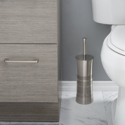 Porta scopino e porta scopino per WC Bath Bliss in acciaio inossidabile bicolore - 3,94 x 3,94 x 14,17
