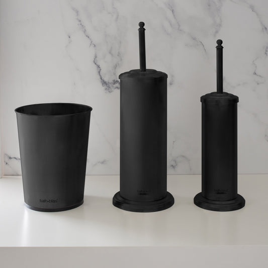 Set da bagno Bath Bliss con cestino, scopino e sturalavandini, 3 pezzi - Set da 3 pezzi