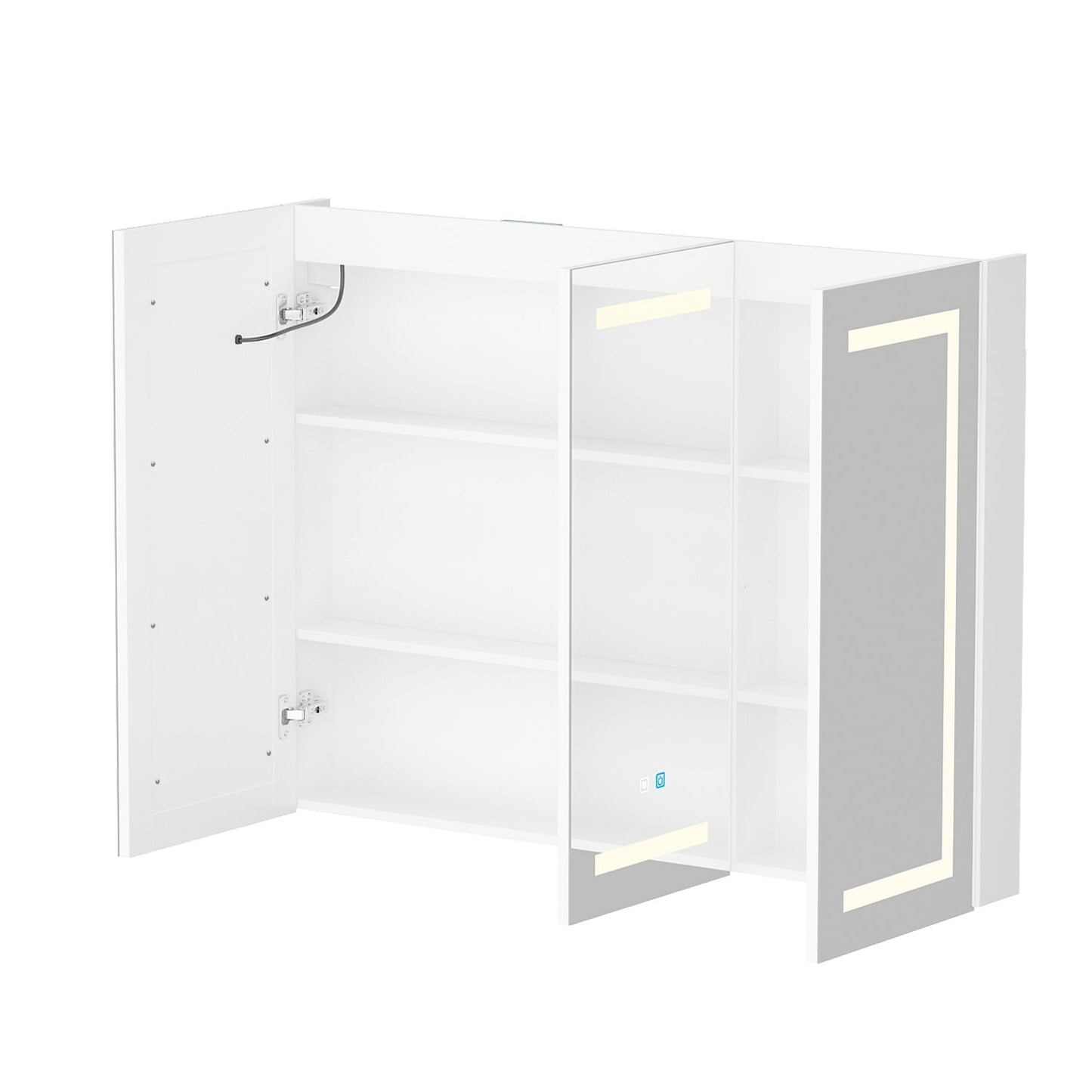 Mobiletto per medicinali da bagno con specchio LED antiappannamento 6000K, mobiletto da parete bianco