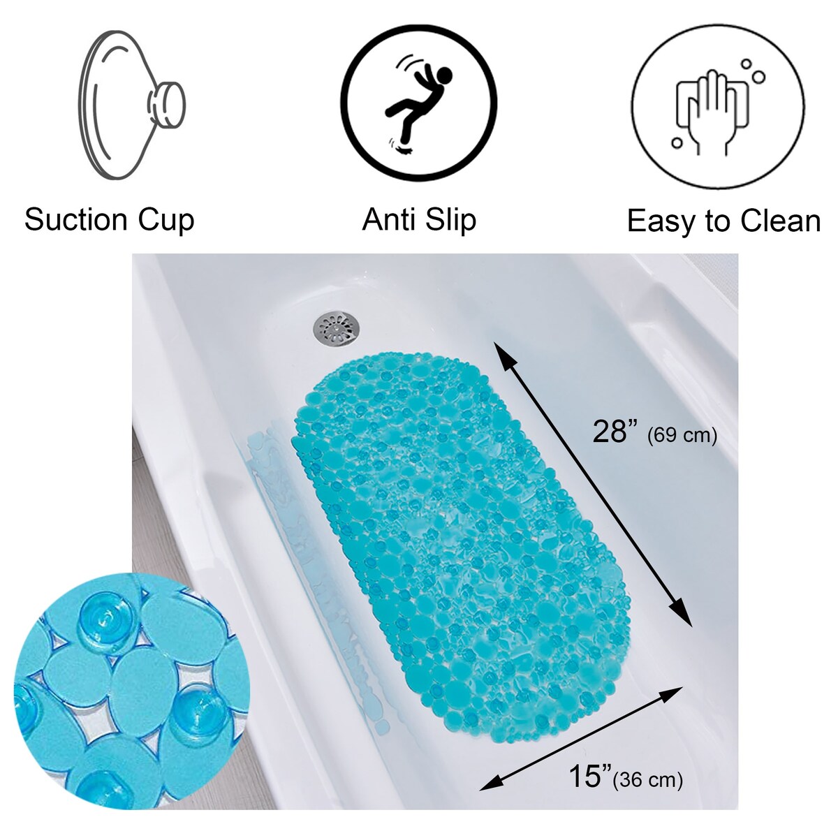 Tappetino antiscivolo ovale per vasca da bagno Bubbles 28 L x 15 W