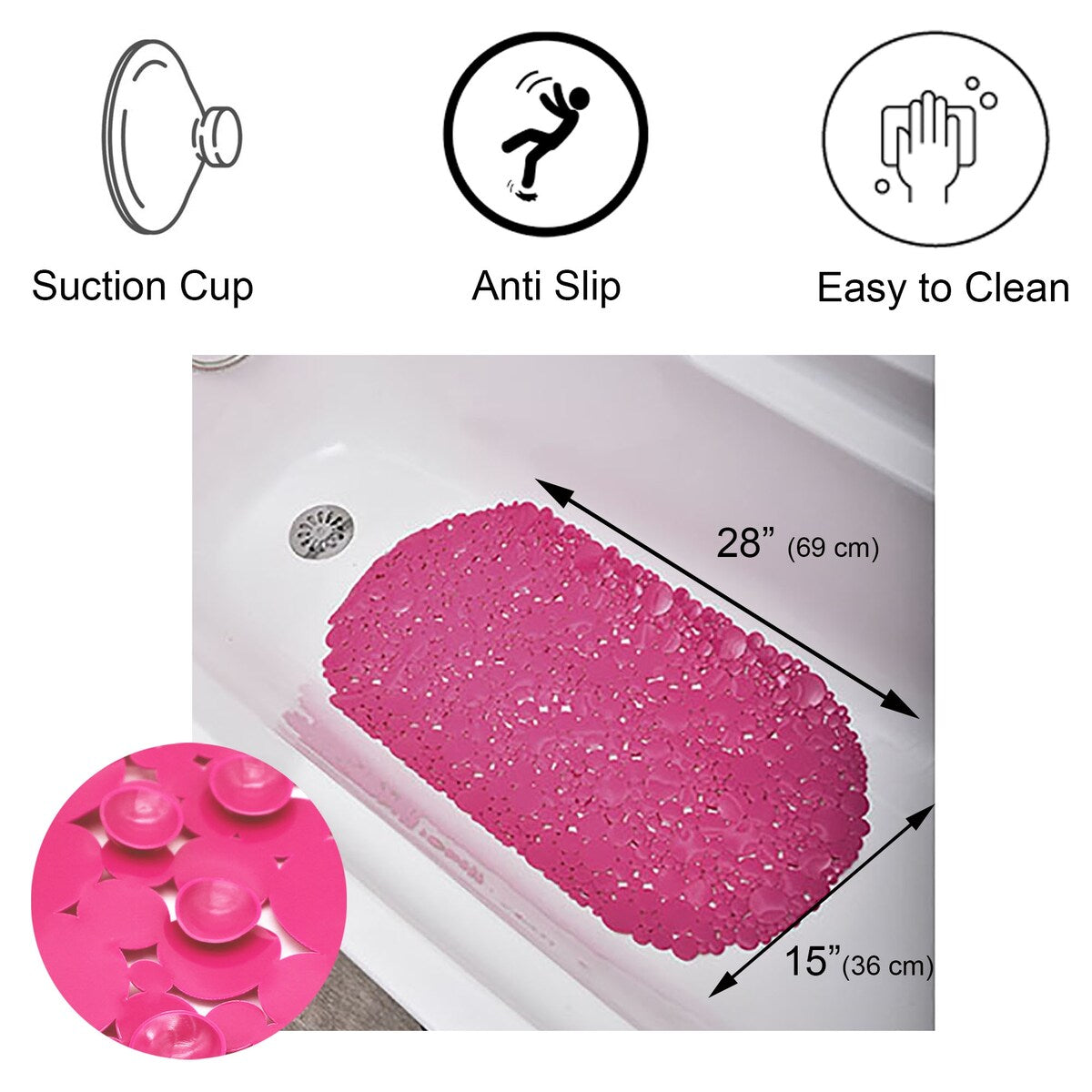 Tappetino antiscivolo ovale per vasca da bagno Bubbles 28 L x 15 W