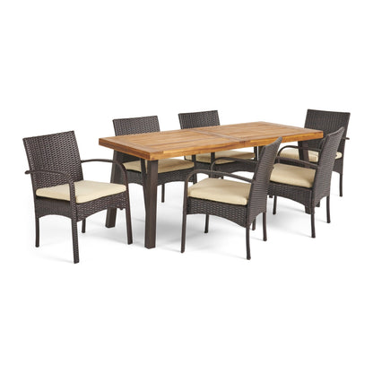 Set da pranzo per esterni Bavaro in acacia da 7 pezzi di Christopher Knight Home