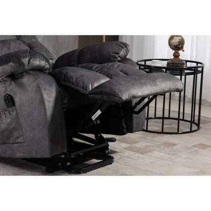 Poltrona reclinabile elettrica Beacon Grey Oversize in ciniglia con massaggio a 8 punti e riscaldamento lombare