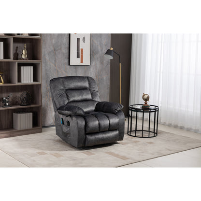 Poltrona reclinabile elettrica Beacon Grey Oversize in ciniglia con massaggio a 8 punti e riscaldamento lombare