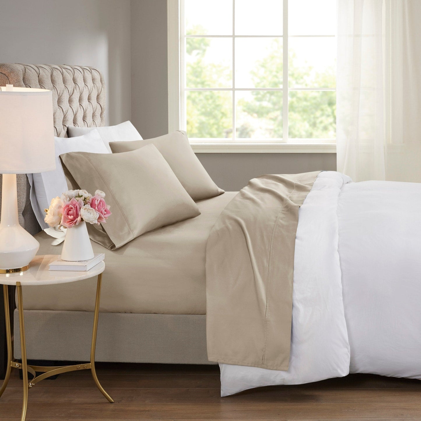 Beautyrest 600 Thread Count - Set di lenzuola rinfrescanti in misto cotone, 4 pezzi