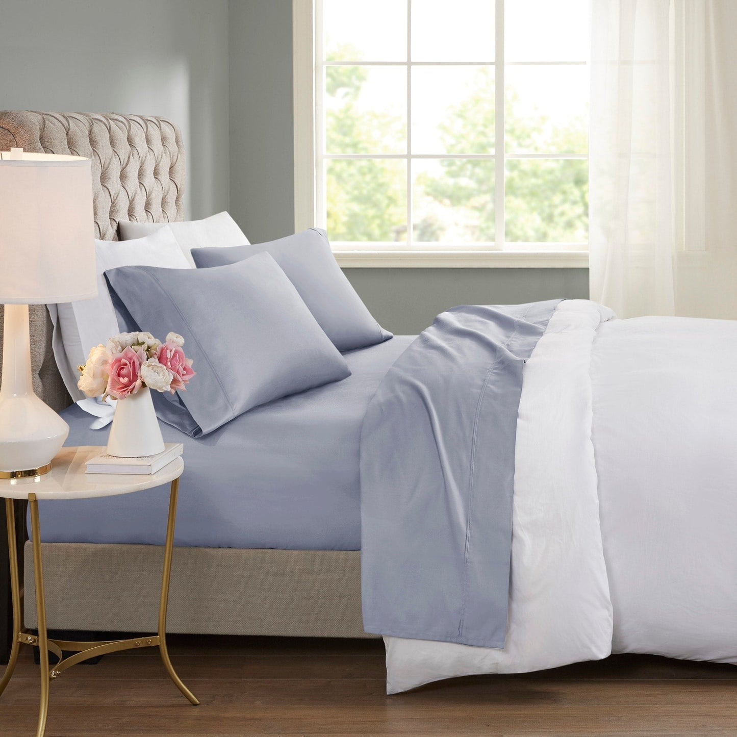Beautyrest 600 Thread Count - Set di lenzuola rinfrescanti in misto cotone, 4 pezzi