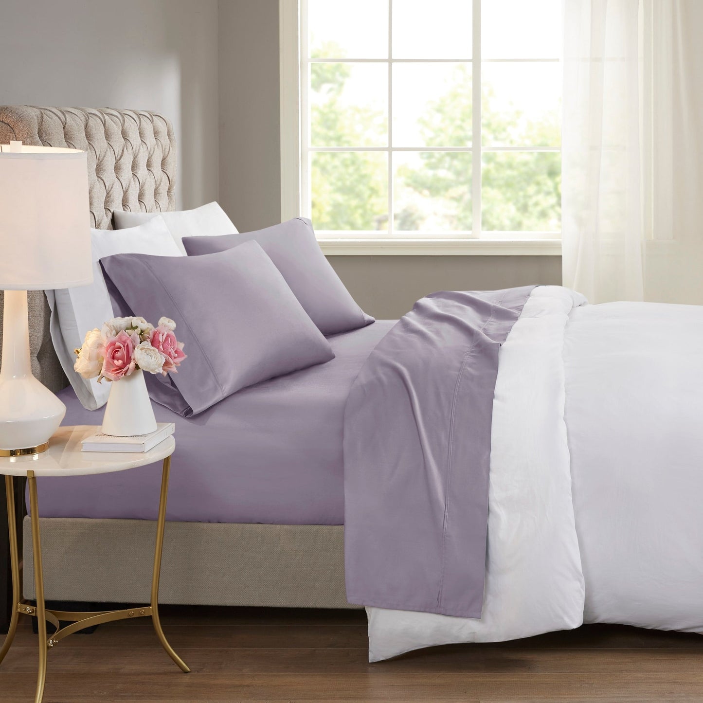 Beautyrest 600 Thread Count - Set di lenzuola rinfrescanti in misto cotone, 4 pezzi