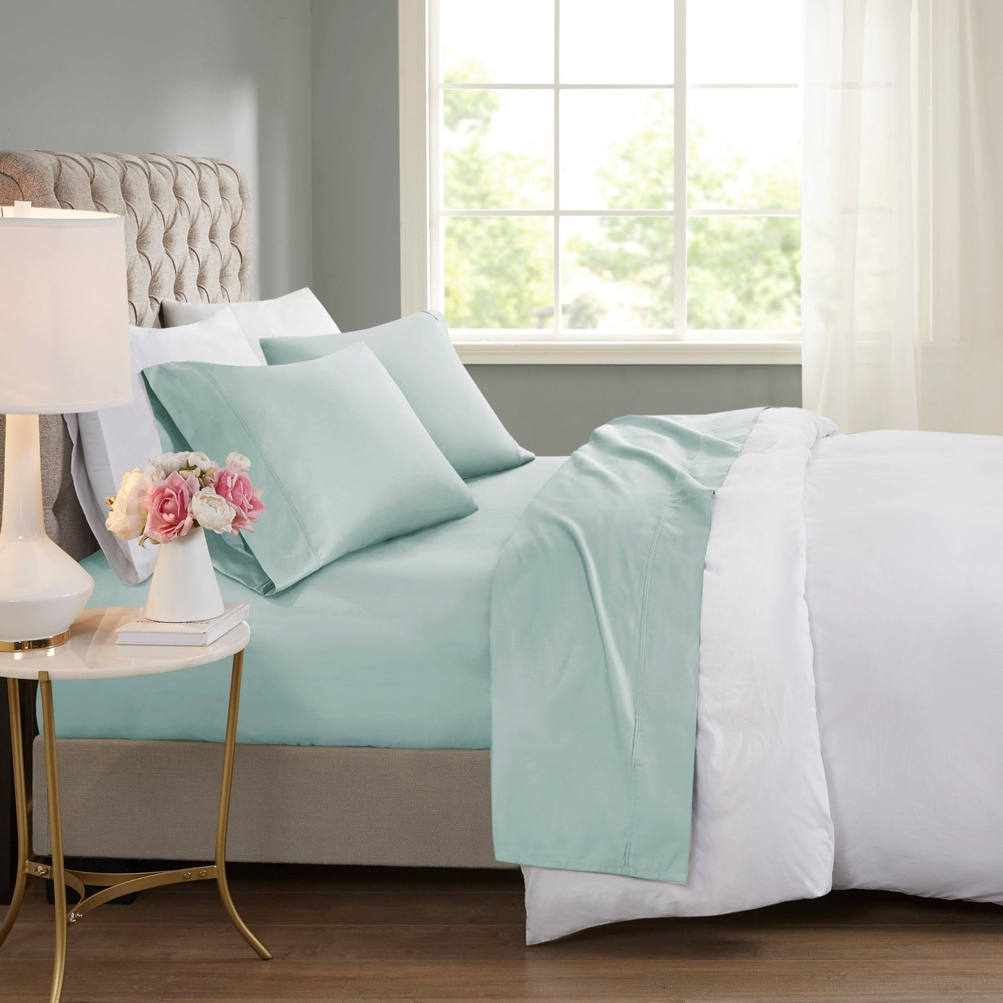 Beautyrest 600 Thread Count - Set di lenzuola rinfrescanti in misto cotone, 4 pezzi