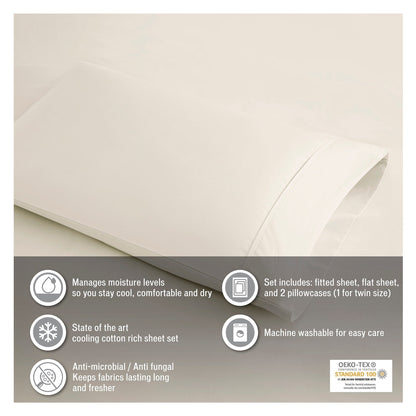 Beautyrest 600 Thread Count - Set di lenzuola rinfrescanti in misto cotone, 4 pezzi