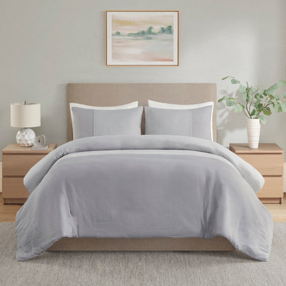 Beautyrest Miro - Set copripiumino oversize in garza, 3 pezzi (inserto escluso)