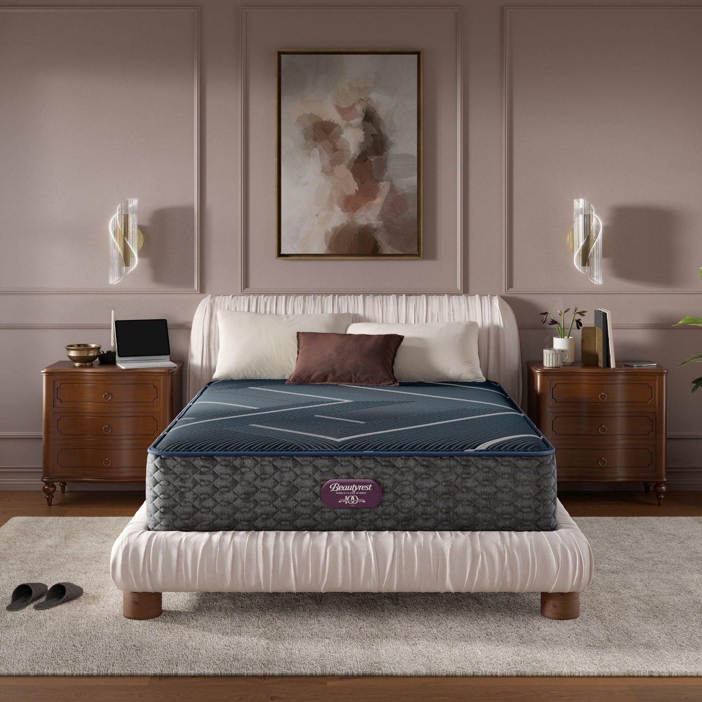 Materasso ibrido Beautyrest World Class Level Four Firm - Blu scuro
