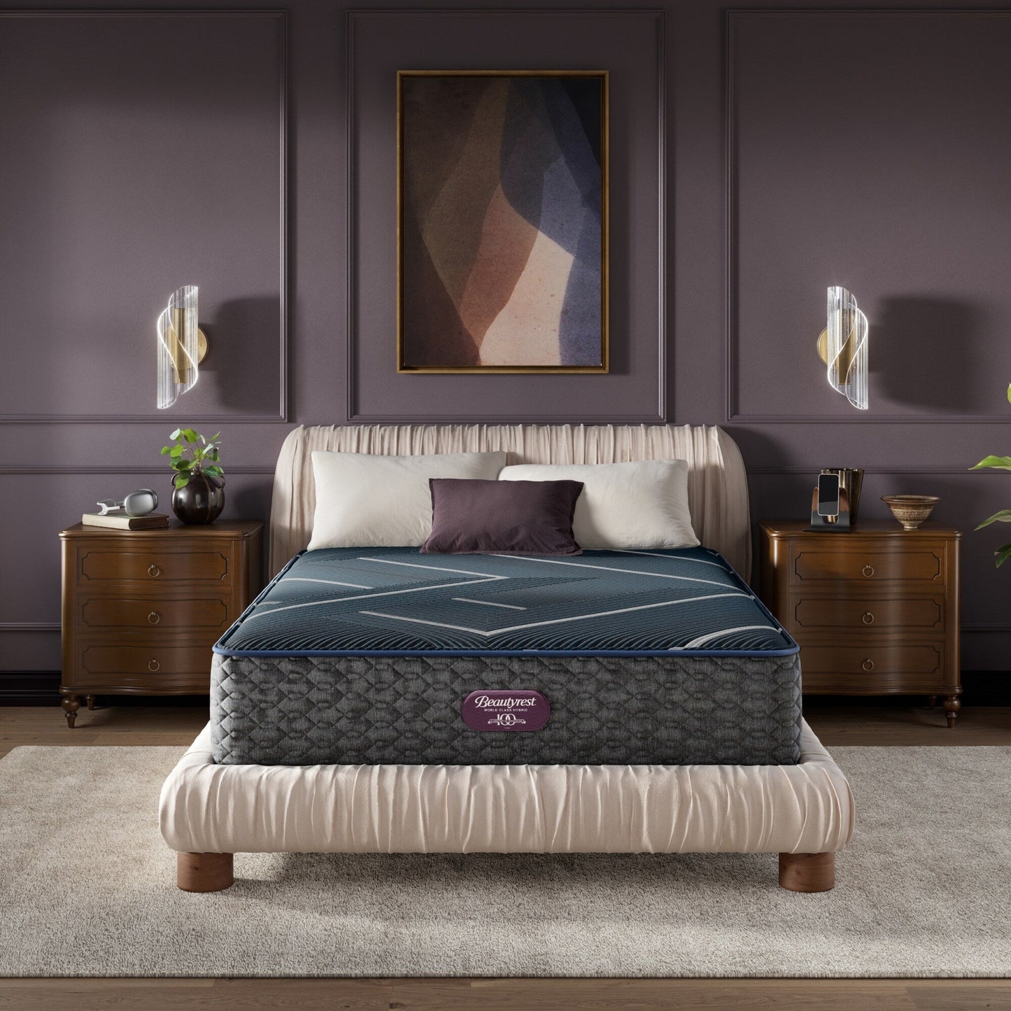 Materasso ibrido Beautyrest World Class Level Four - Blu scuro