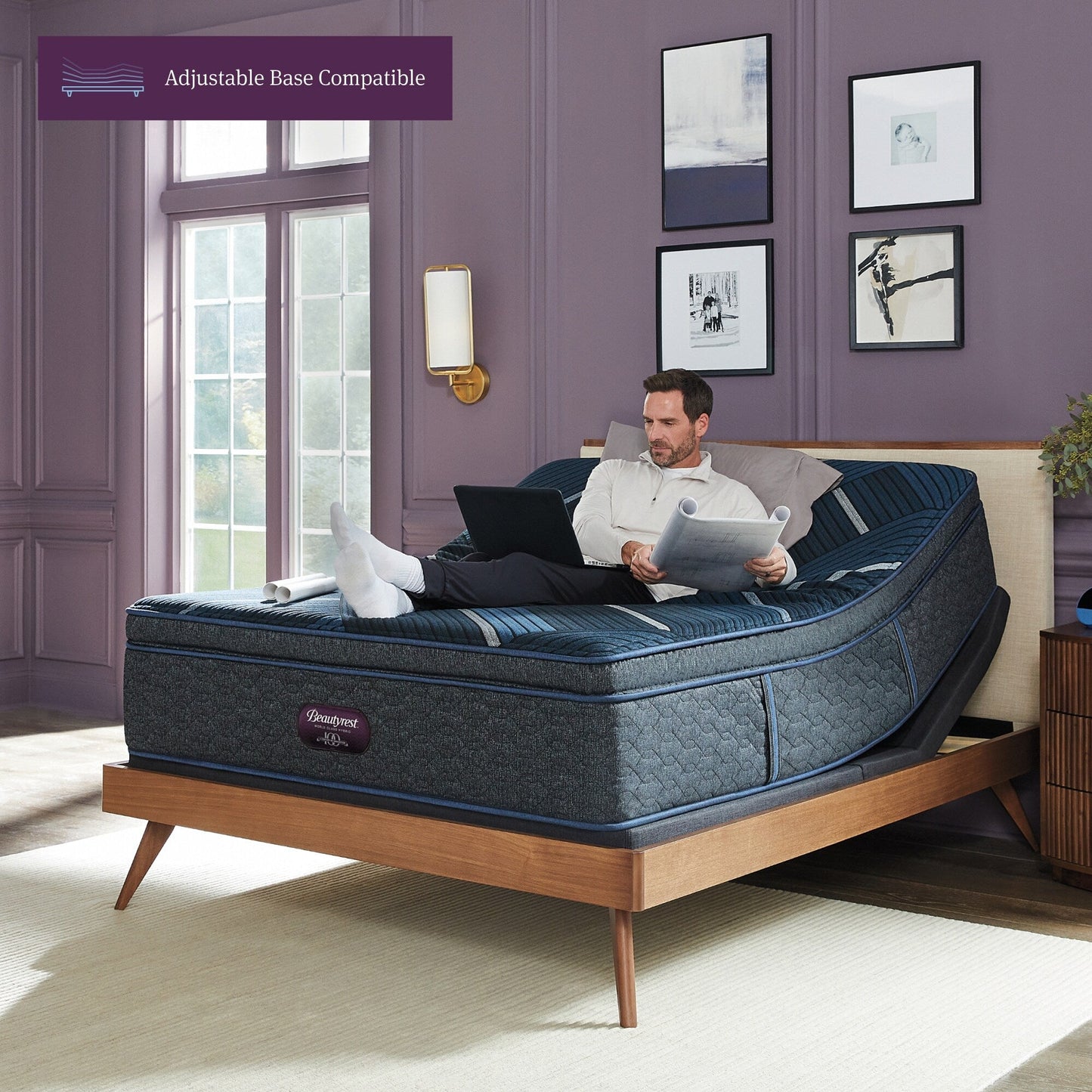 Materasso ibrido Beautyrest World Class Level Four - Blu scuro