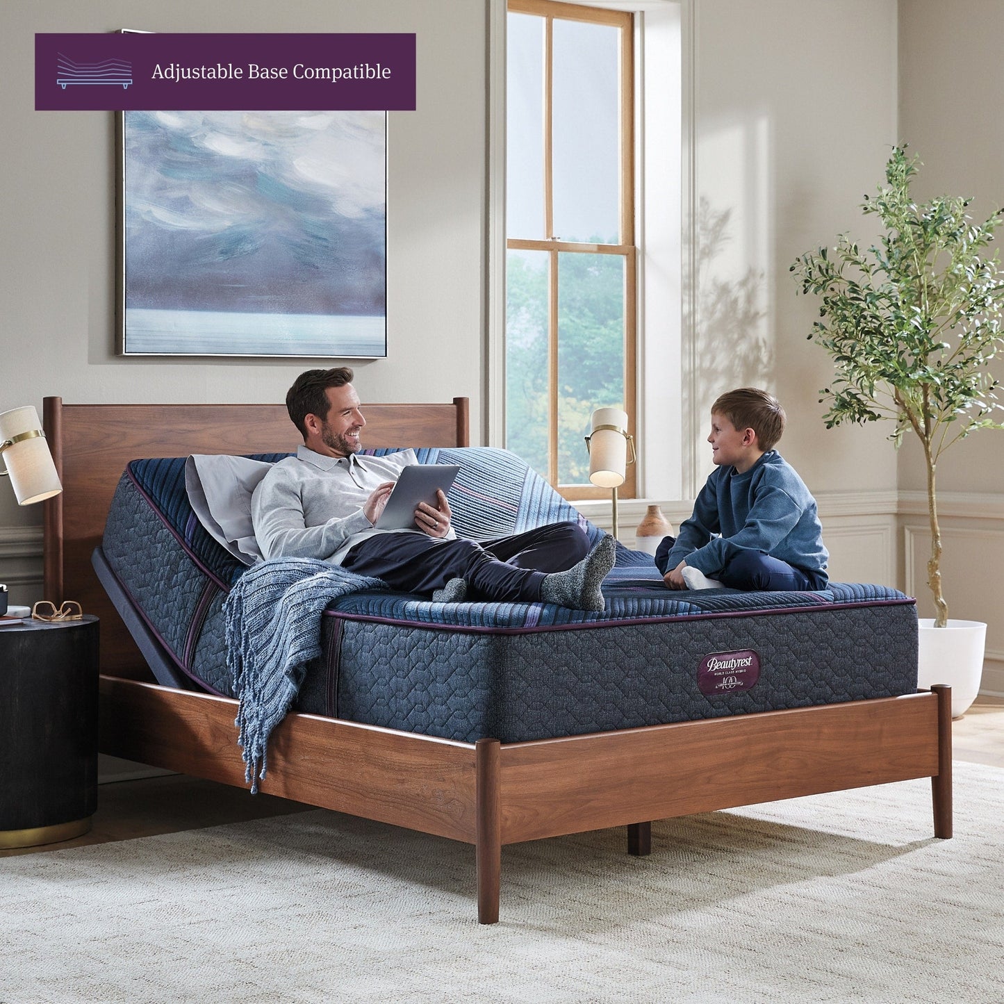 Materasso ibrido Beautyrest World Class Level Three Medium - Blu scuro