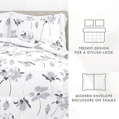Set copripiumino Becky Cameron Premium Magnolia Grey con fantasia