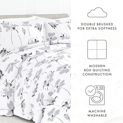 Set copripiumino Becky Cameron Premium Magnolia Grey con fantasia