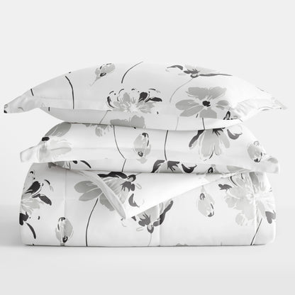 Set copripiumino Becky Cameron Premium Magnolia Grey con fantasia
