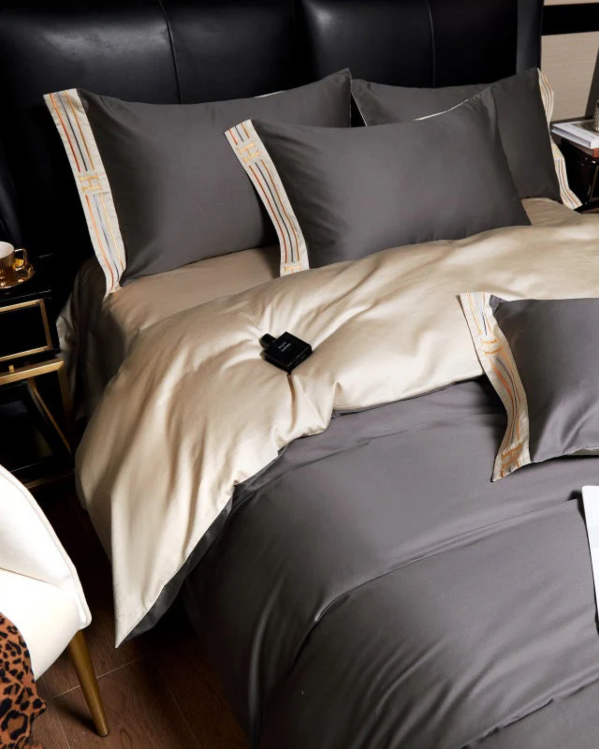 Set biancheria da letto Sérénité Luxe in raso di cotone – 4 pezzi